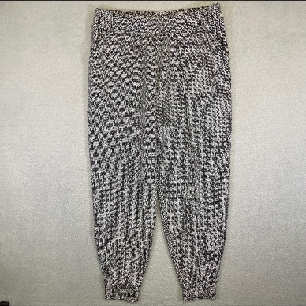 Maurices Jogger Pants Womens L Black White Herringbone Elastic Waist 3514518